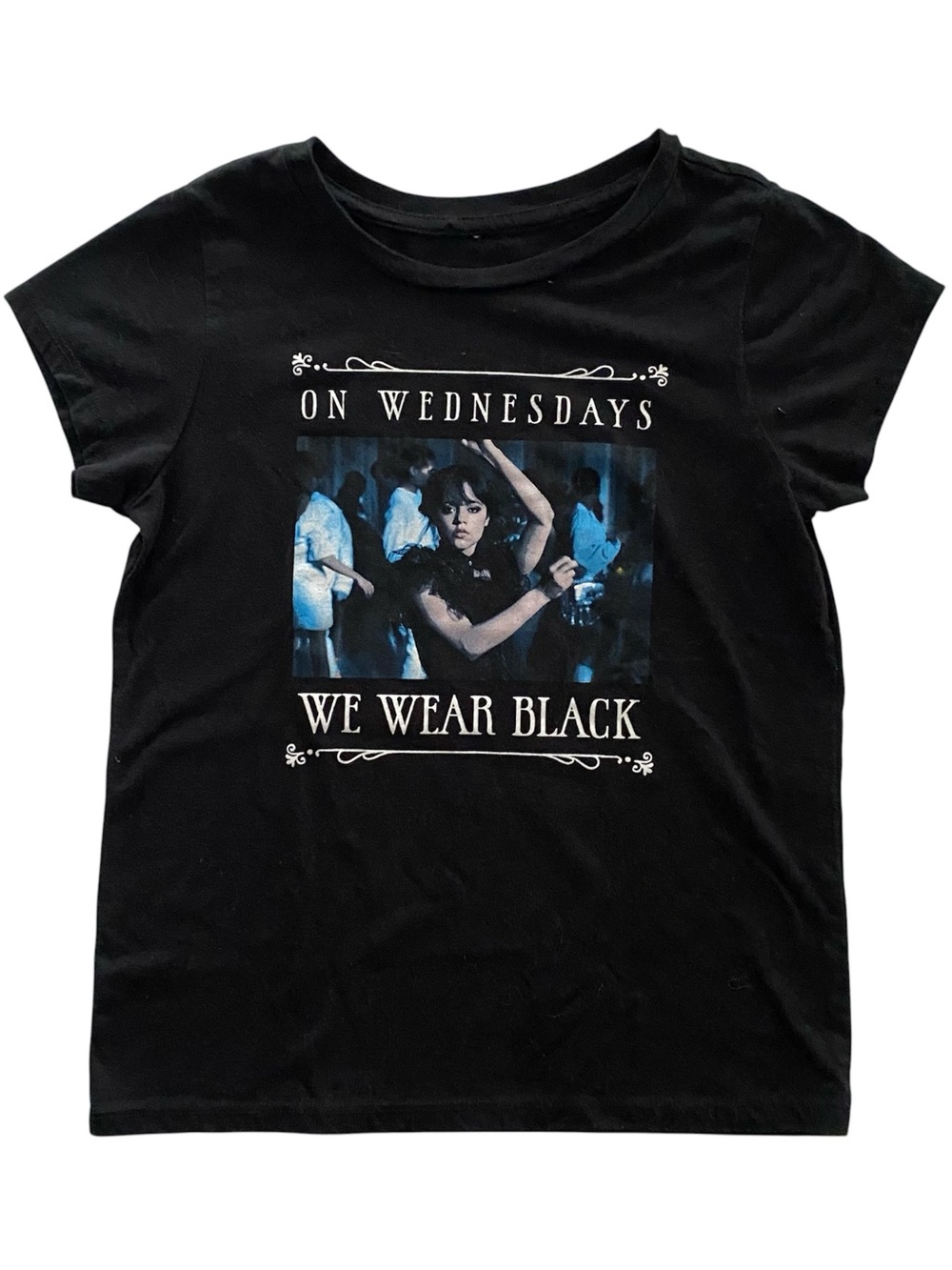 On Wednesdays We Wear Black Jenna Ortega Tee Women’s Small Black
